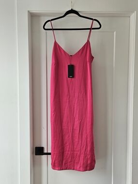 Shinestar Hot Pink Slip Midi Dress